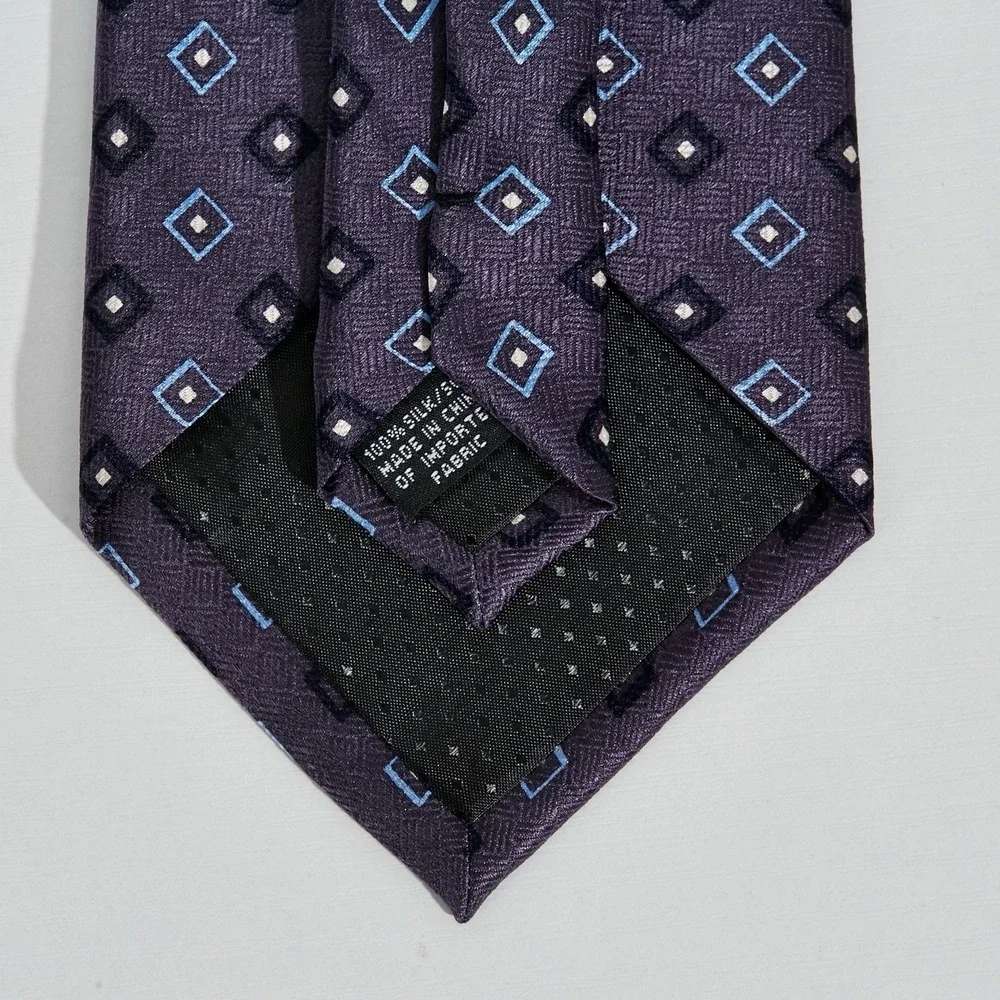 Bill‎ Blass NEO Men's Necktie 100% Silk Designer Purple Geometric Diamond China